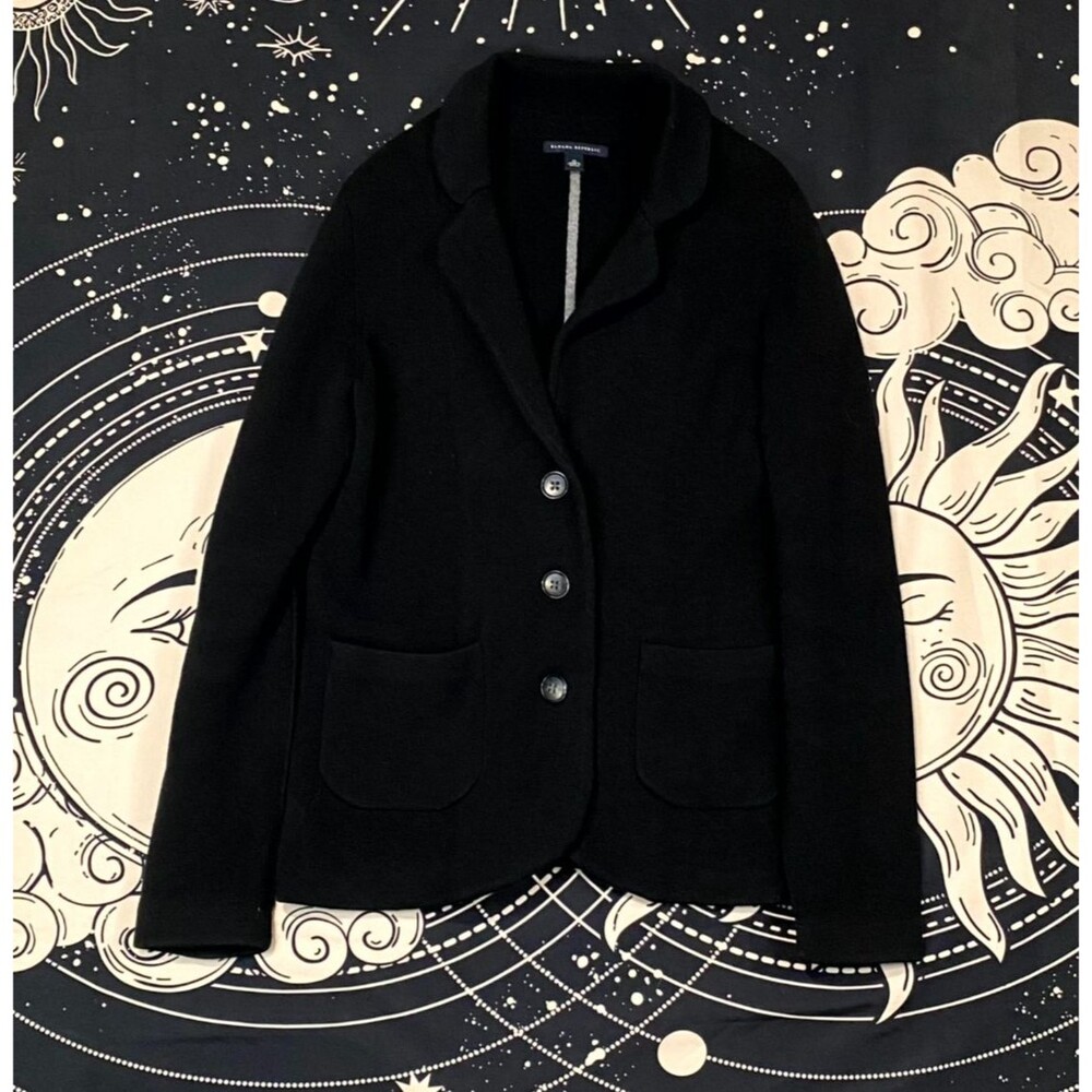 Banana Republic Blazer Jacket Women's M Black Waffle-Knit Wool Preppy Career